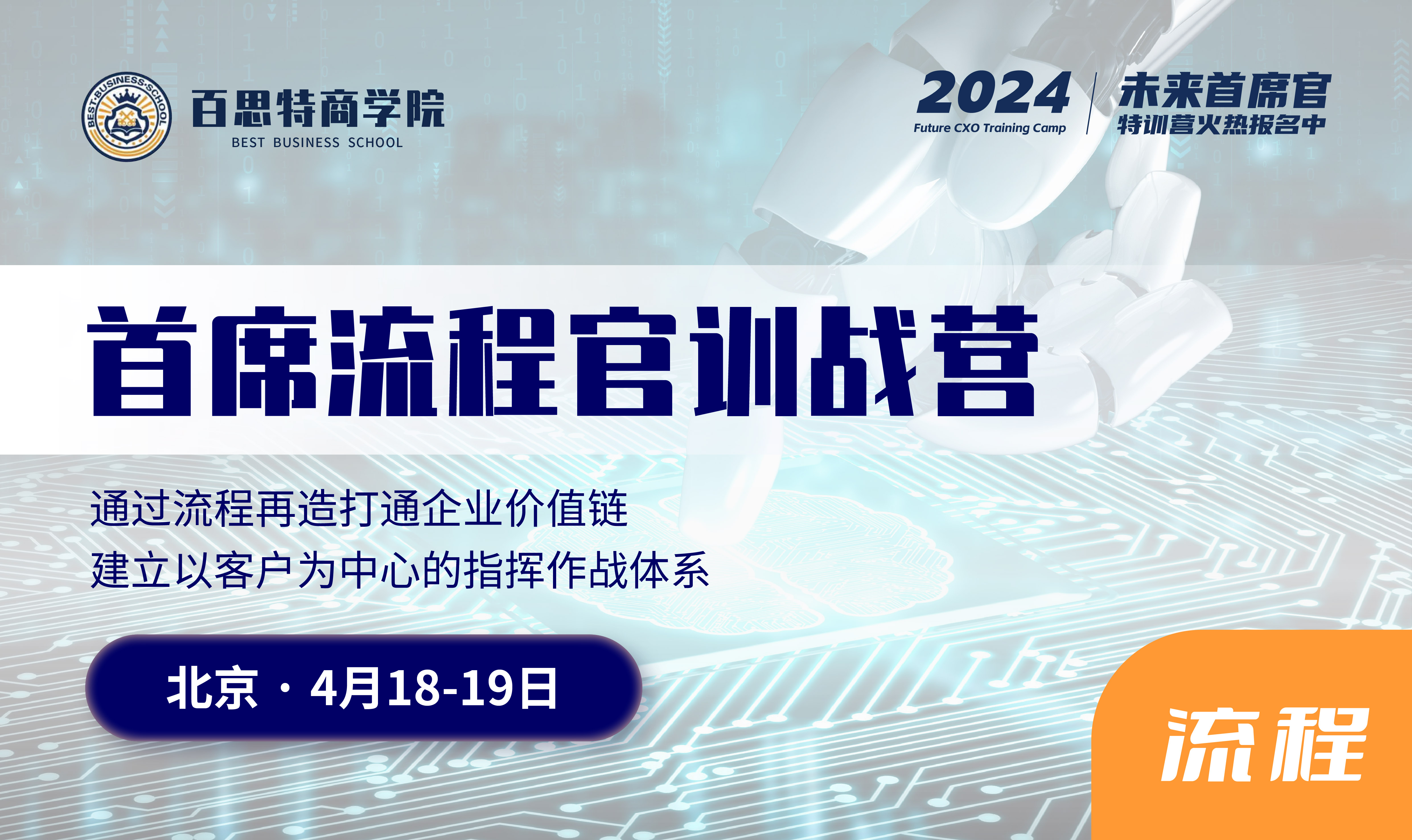 首席流程官训战营报名开启！通过流程再造打通企业价值链，建立以客户为中心的指挥作战体系！（4月18-19日 北京站）
